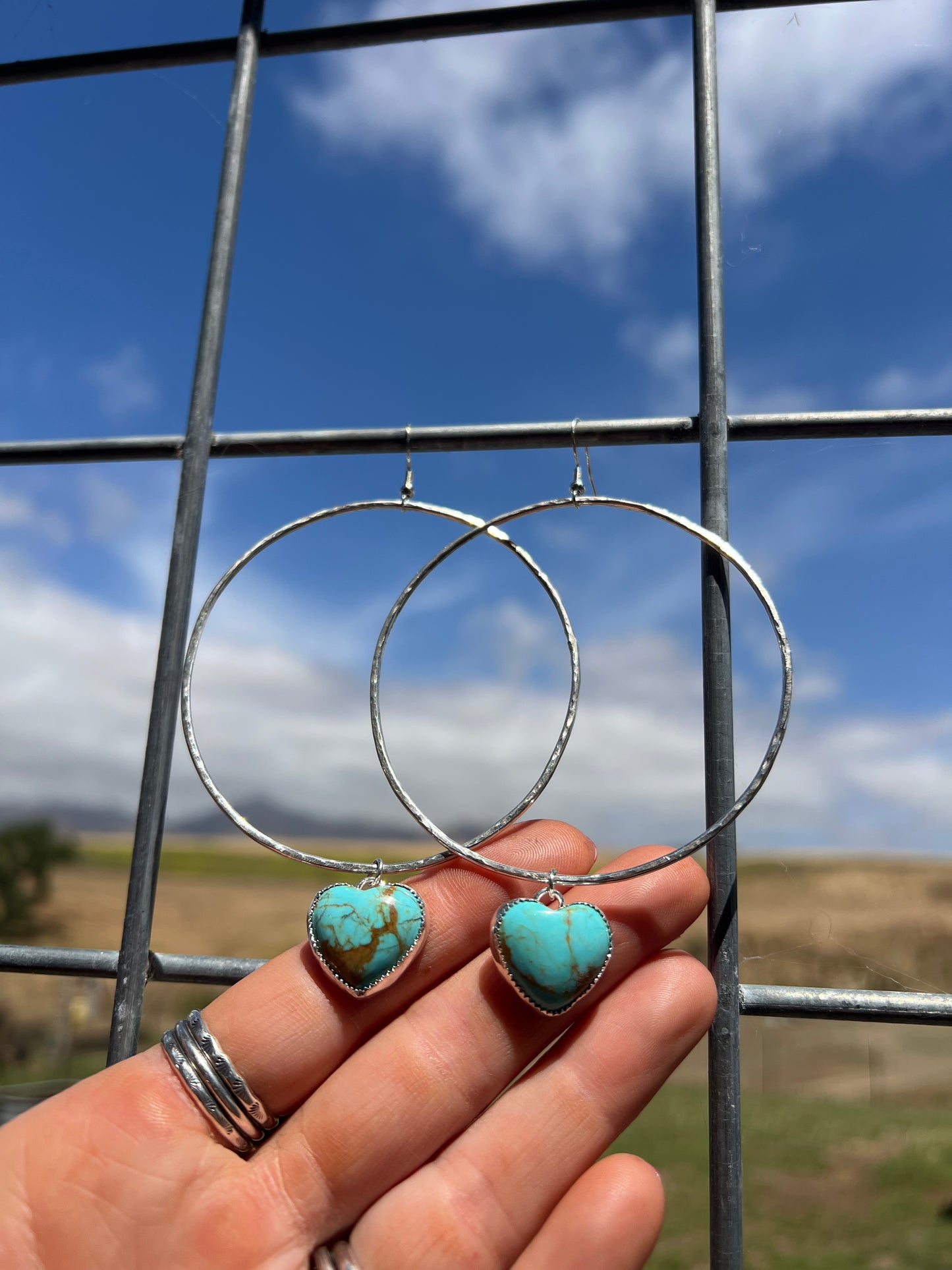 Kingman Turquoise Heart Hoops
