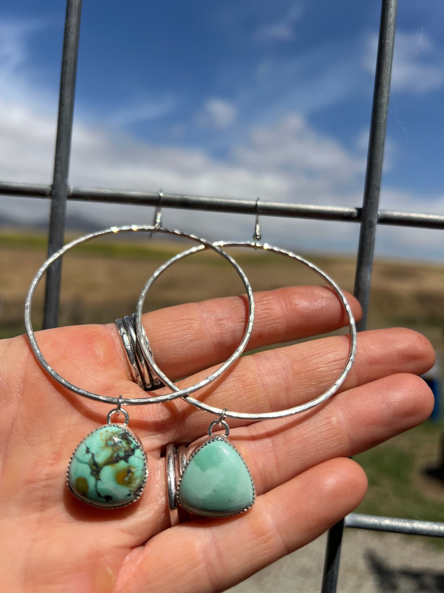 Natural Tibetan Turquoise Hoops