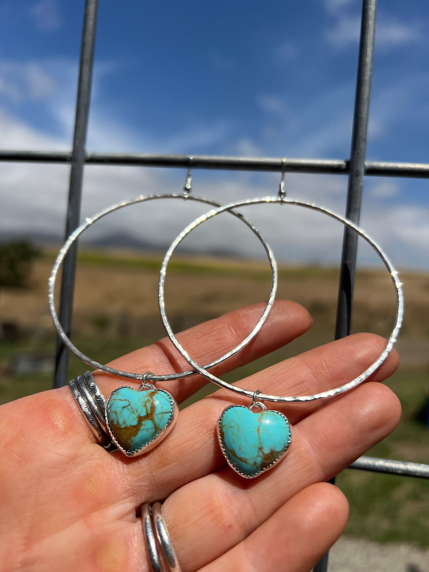 Kingman Turquoise Heart Hoops