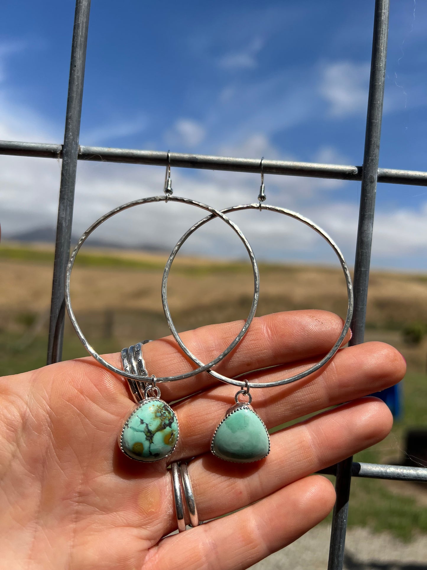 Natural Tibetan Turquoise Hoops