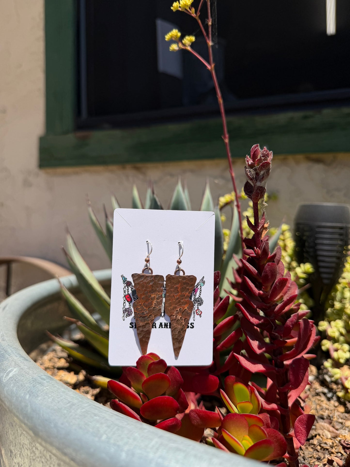 Hammered Copper Lightening Bolts