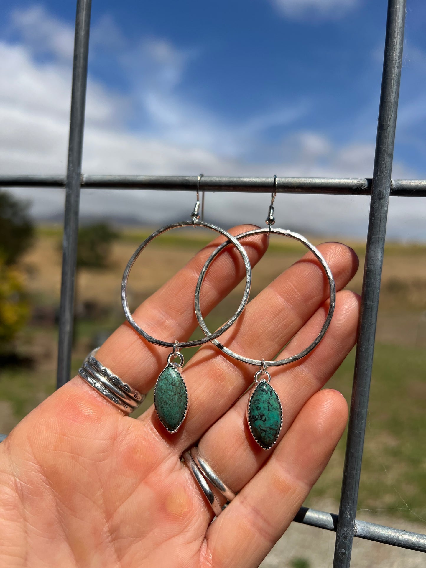 Natural Tibetan Turquoise Hoops small
