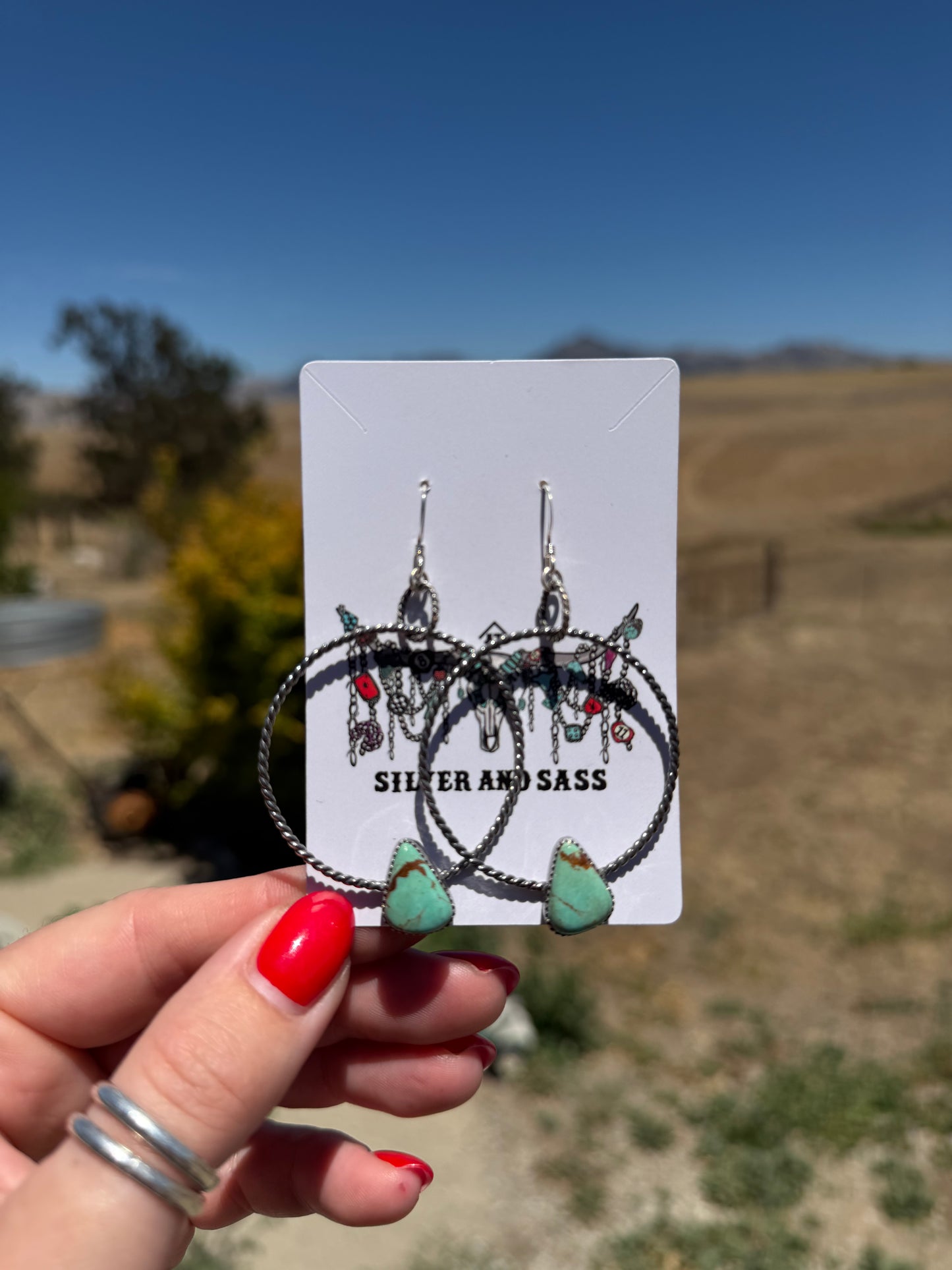 Green Turquoise Twisted Hoops