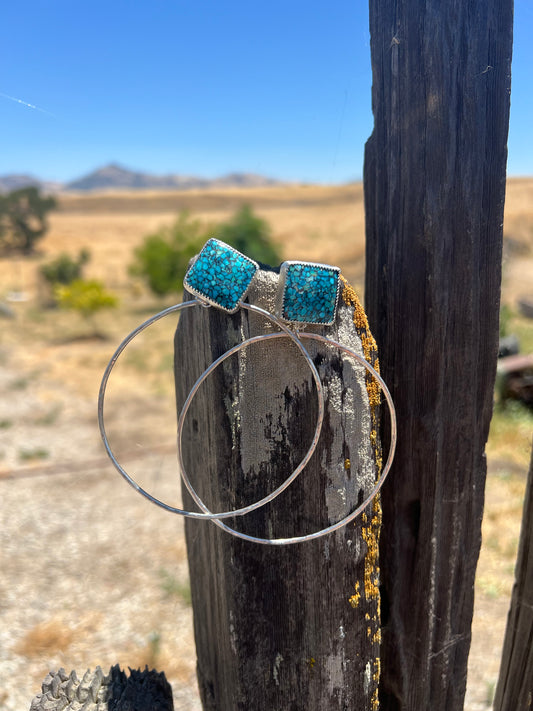 Square Turquoise Hoops