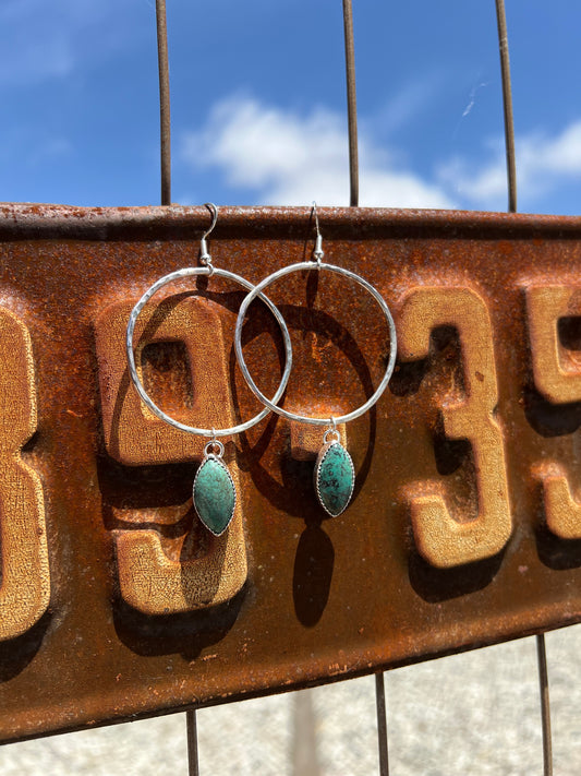 Natural Tibetan Turquoise Hoops small