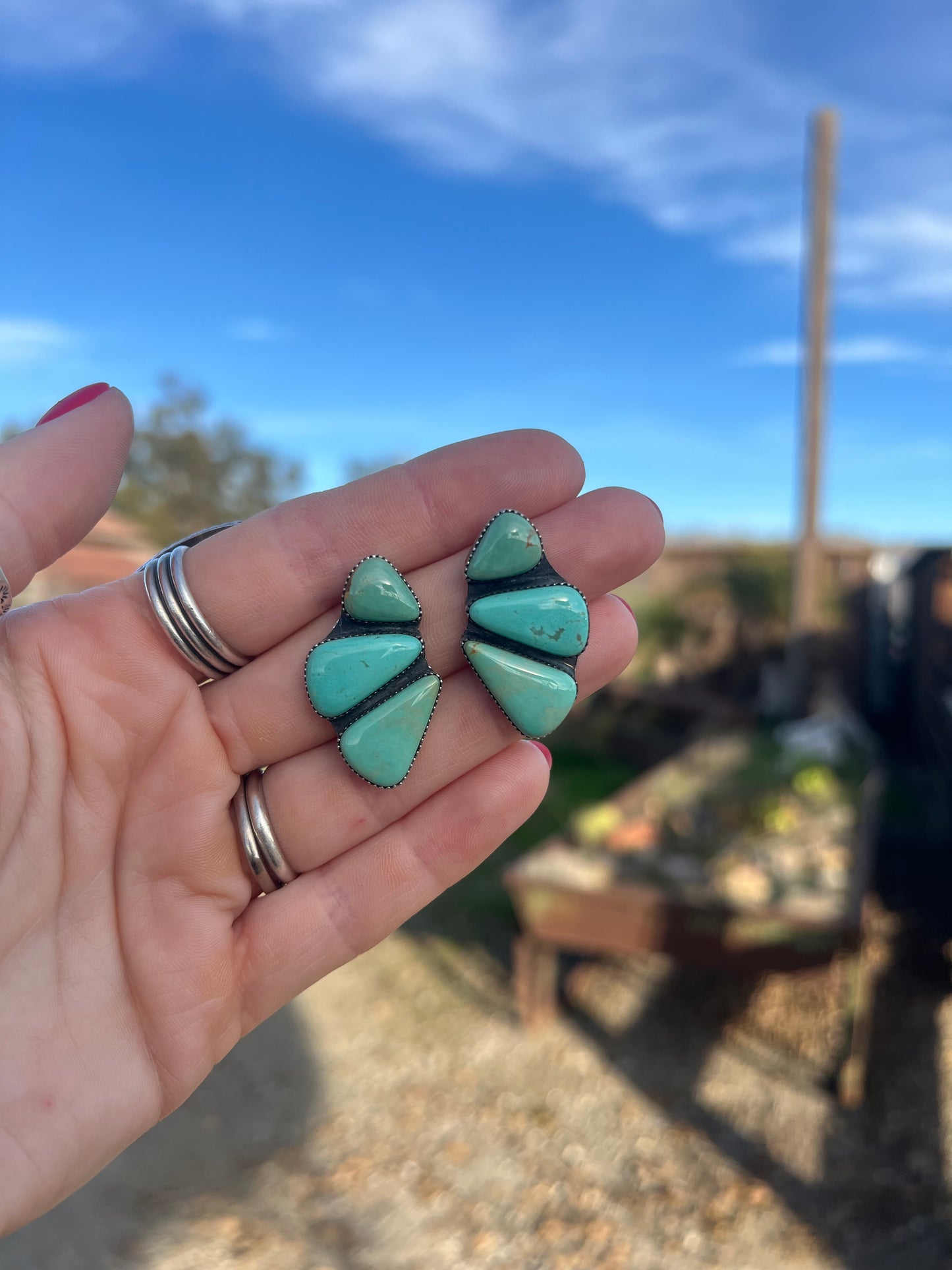 Blue-Green Turquoise Studs