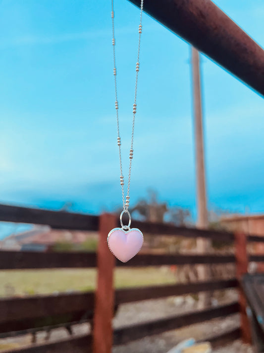 Pink heart necklace