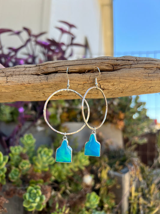 Aurora Opal Ear Tag Hoops