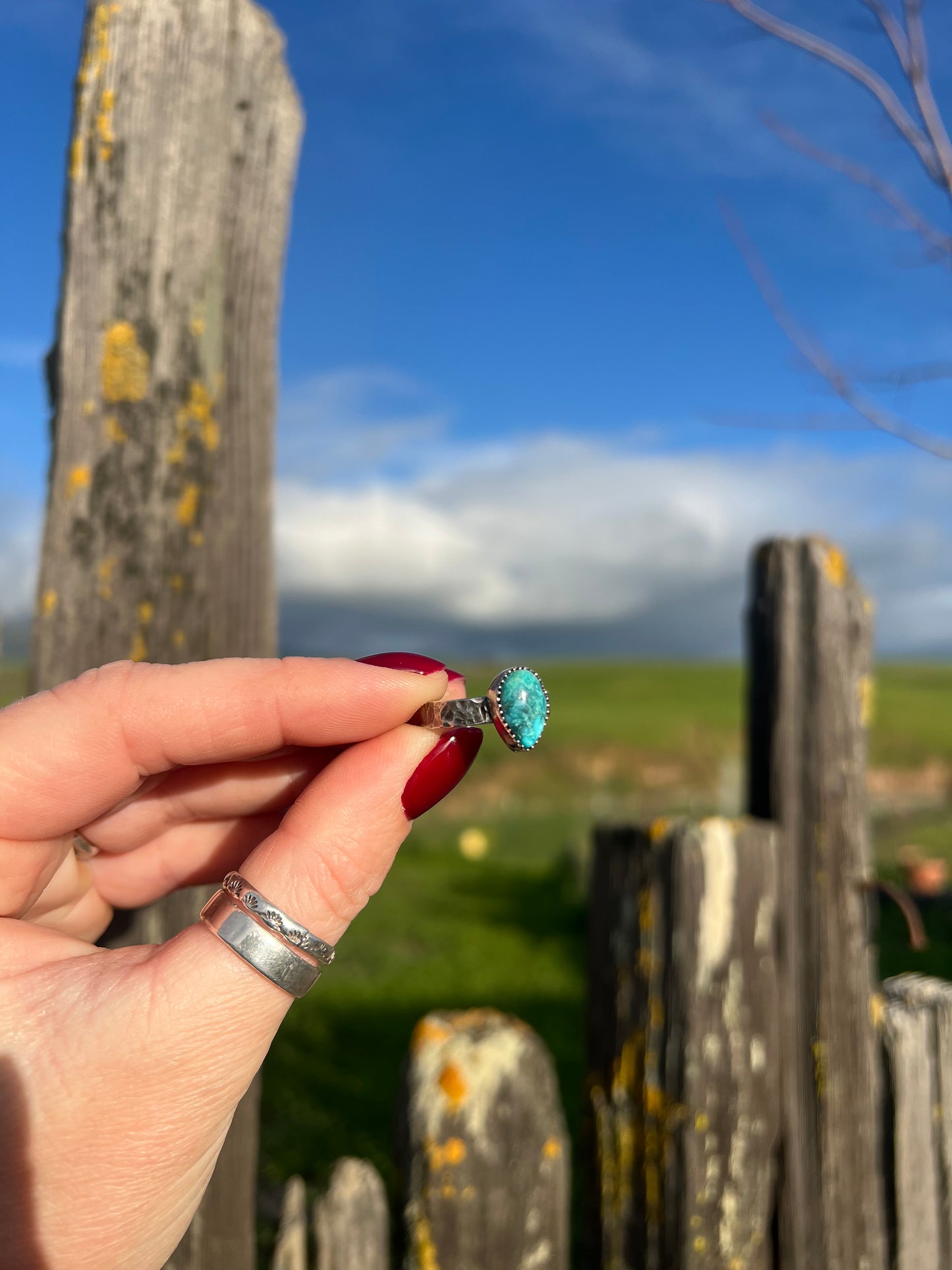 Hammered Turquoise Drop