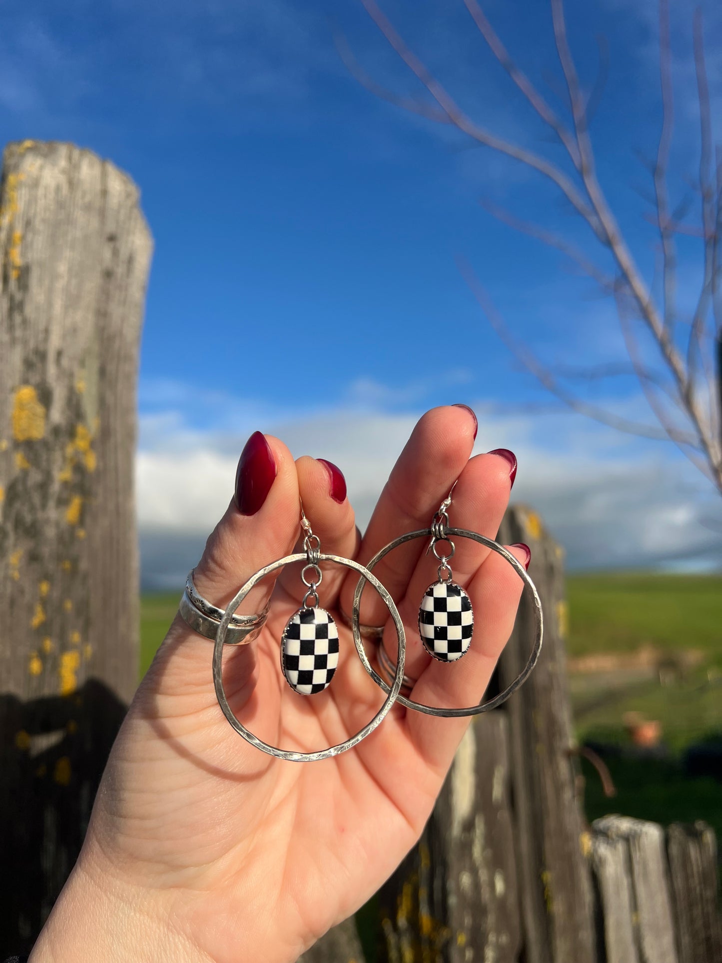 Oval Checkered Hoops