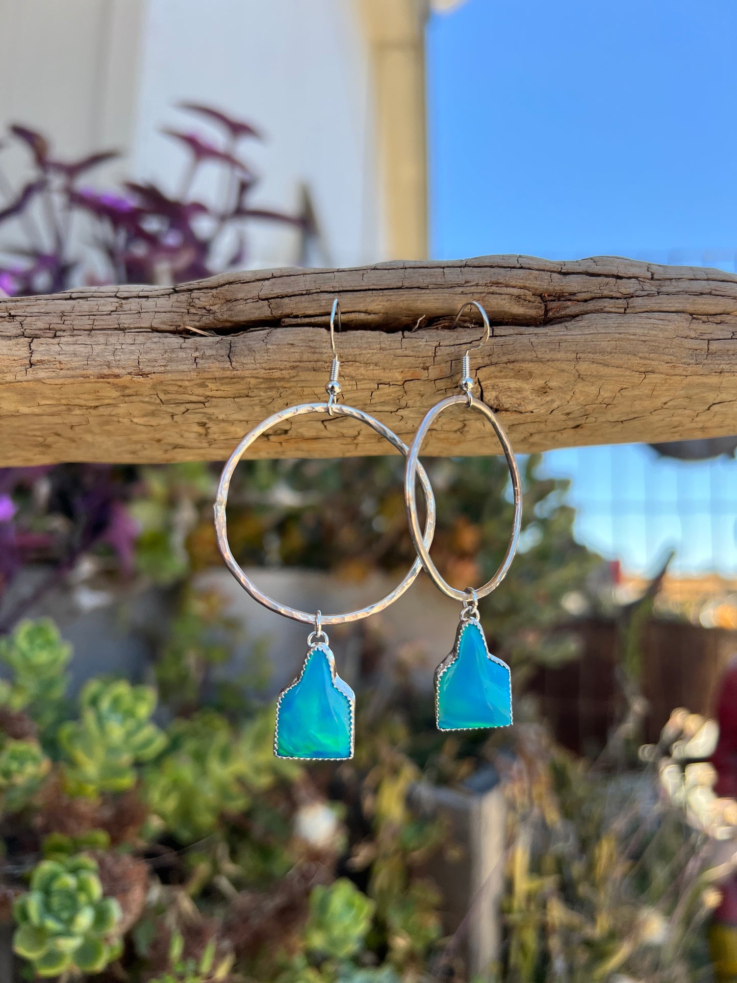 Aurora Opal Ear Tag Hoops