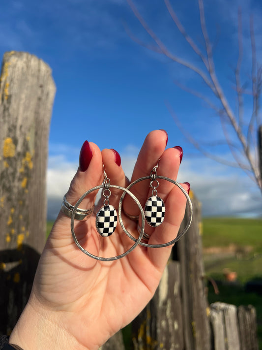 Oval Checkered Hoops