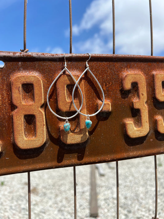 Tear Drop Turquoise Hoops