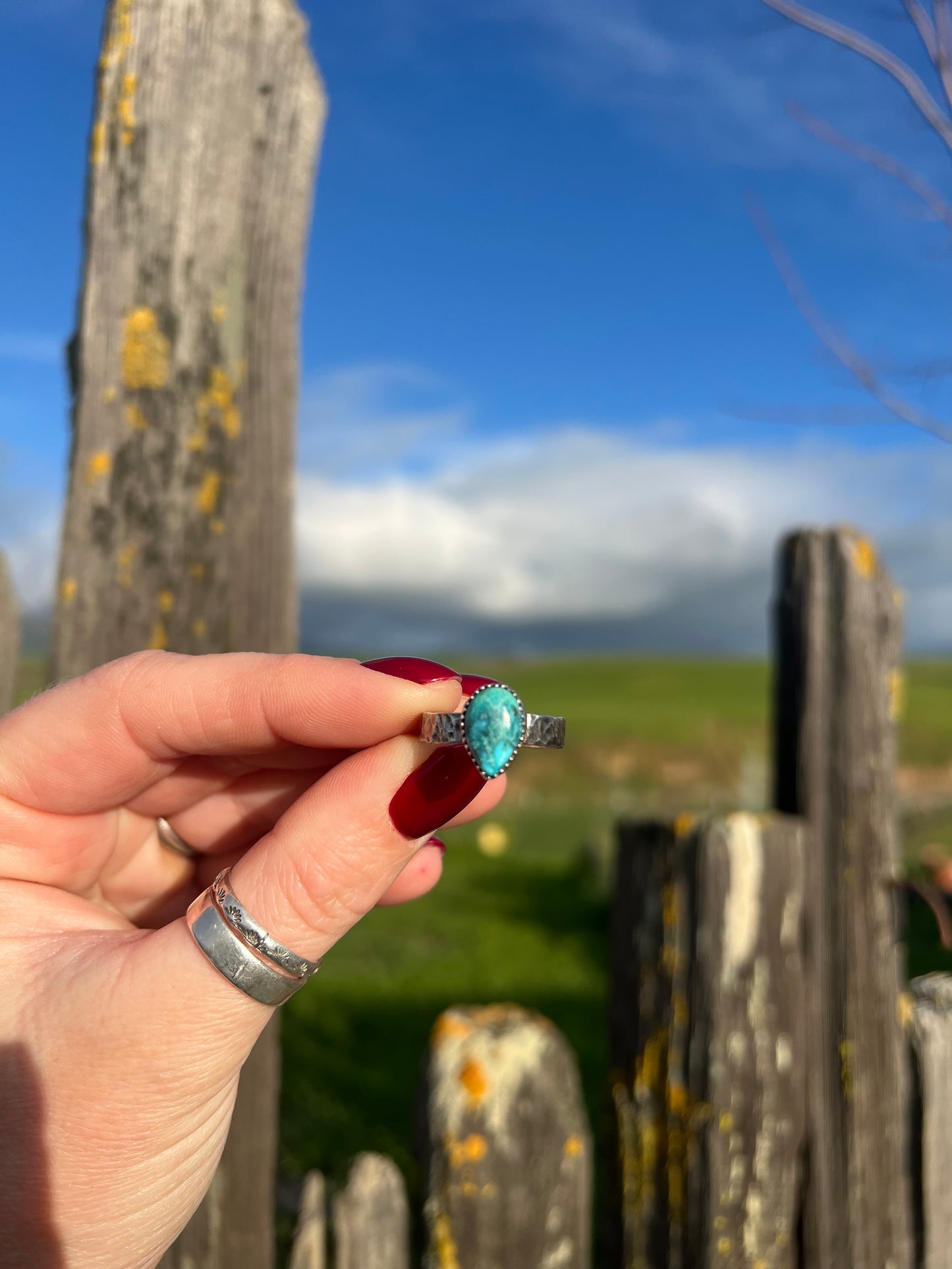 Hammered Turquoise Drop