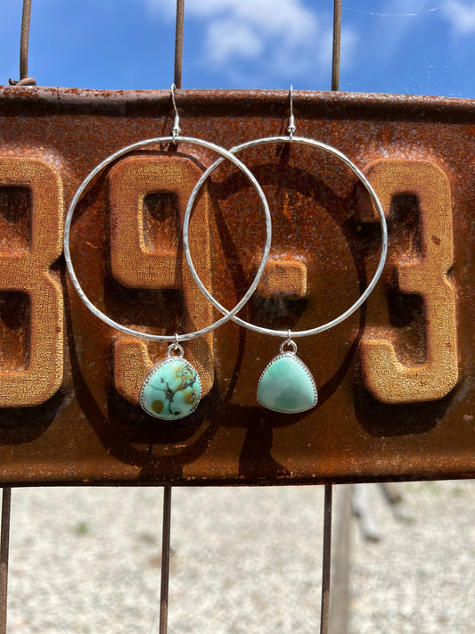 Natural Tibetan Turquoise Hoops