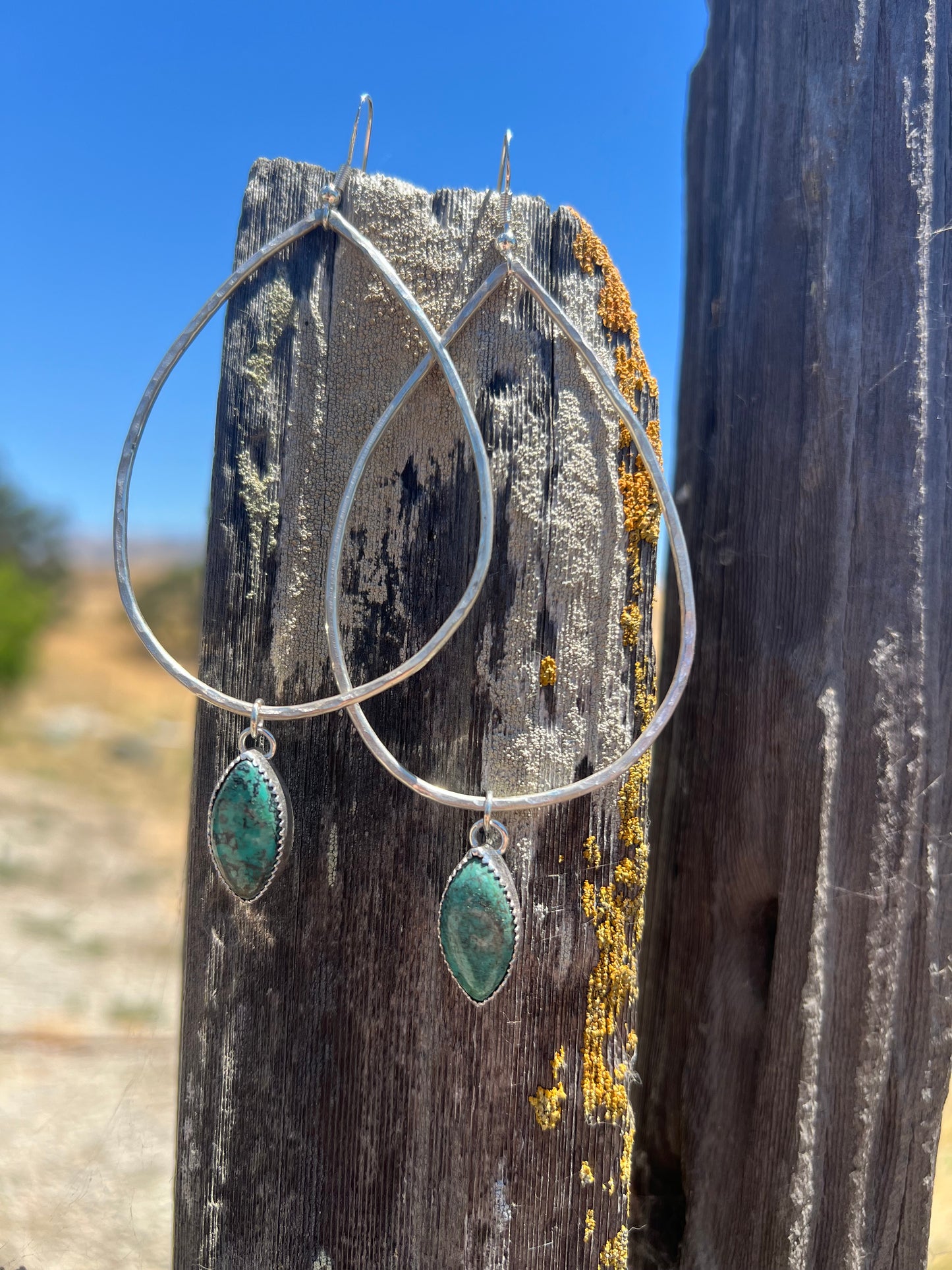 Tibetan Turquoise Teardrop Hoops