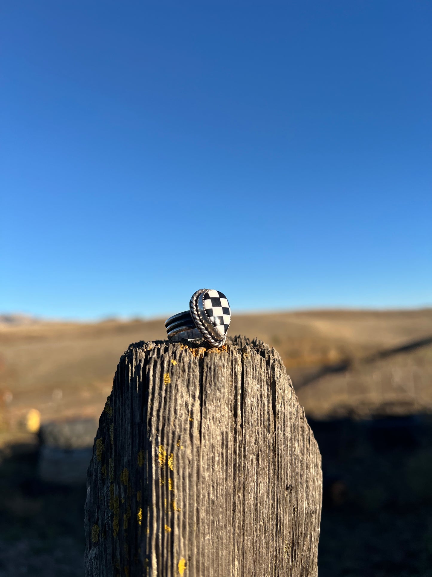 Checkered Teardrop Ring